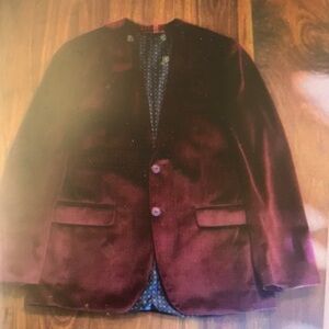 Men's Burgundy Velvet Blazer